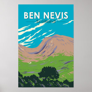 Poster Ben Nevis Écosse Voyage Art Rétro