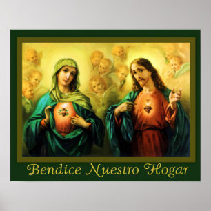 Poster Bendicion del Hogar Sagrado e Inmaculado Corazon