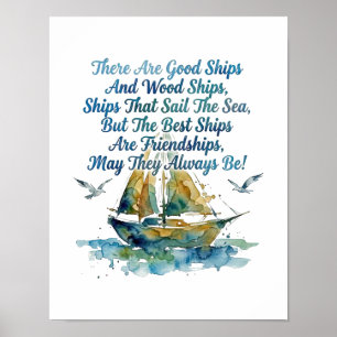 Poster Bénédiction nautique à l'aquarelle Voilier Amitié