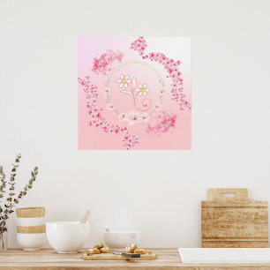 Poster Bénédiction printanière, Art Floral Rose