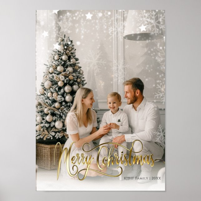 Poster Bénédictions de Noël Elégant Carte photo de vacanc (Devant)