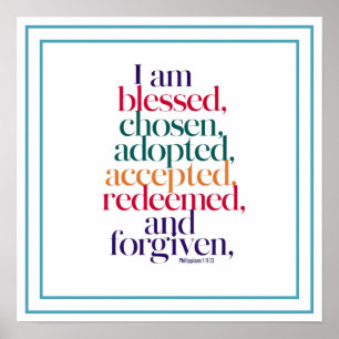 Poster Béni Choisi Adopté Accepté Racheté Pardonné