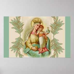 Poster Béni Mère tenant le Globe de Jésus-Enfant