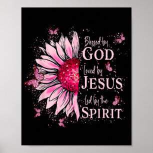 Poster Béni Par Dieu - Aimé Par Jésus Tournesol Rose