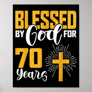 Poster Béni par Dieu pendant 70 ans 70e anniversaire Fête
