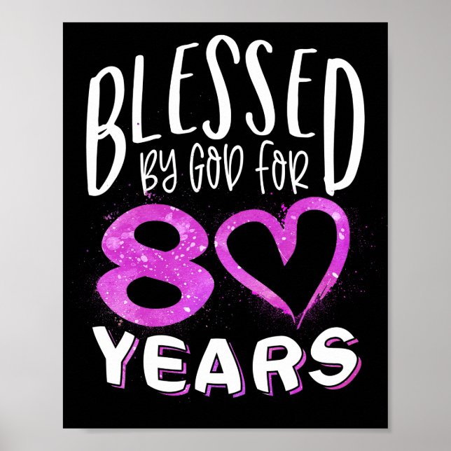 Poster Béni par Dieu pendant 80 ans Joyeux 80e anniversai (Devant)