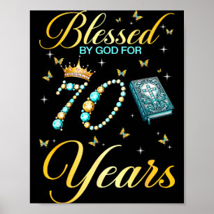 Poster Béni par Dieu pour 70 ans d'anniversaire chrétien