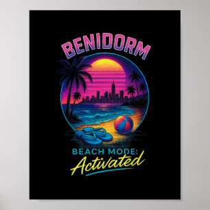 Poster Benidorm Espagne Mode Plage Activé Vacances Rétro