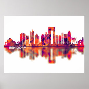 Poster Benidorm Espagne Skyline