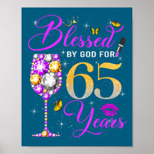 Poster Bénie par Dieu pour les femmes de 65 ans 65e anniv
