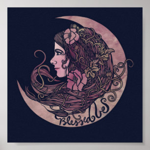 Poster Bénie soit la déesse lunaire Art païen