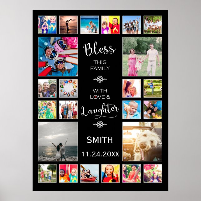 Poster Bénissez cette famille avec amour 24 Photo Collage (Devant)