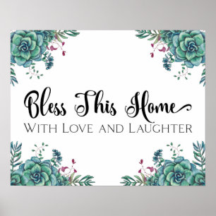 Poster Bénissez cette maison avec amour et rire Imprimer