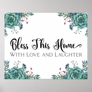 Poster Bénissez cette maison avec amour et rire Imprimer