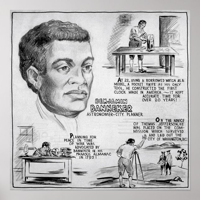 Poster Benjamin Banneker Scientifique noir-américain (Devant)