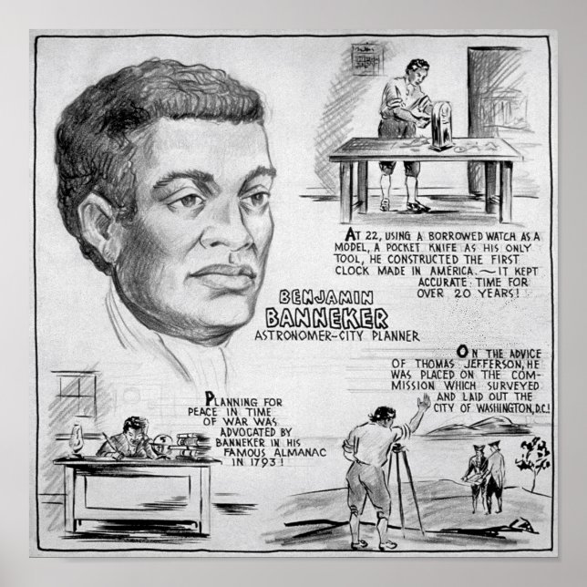 Poster Benjamin Banneker Scientifique noir-américain (Devant)