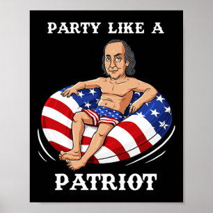Poster Benjamin Franklin 4 juillet USA Patriot Fun