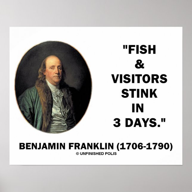 Poster Benjamin Franklin Fish & Visiteurs Puissent En 3 J (Devant)