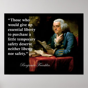 Poster Benjamin Franklin Liberty Freedom Citation Imprime