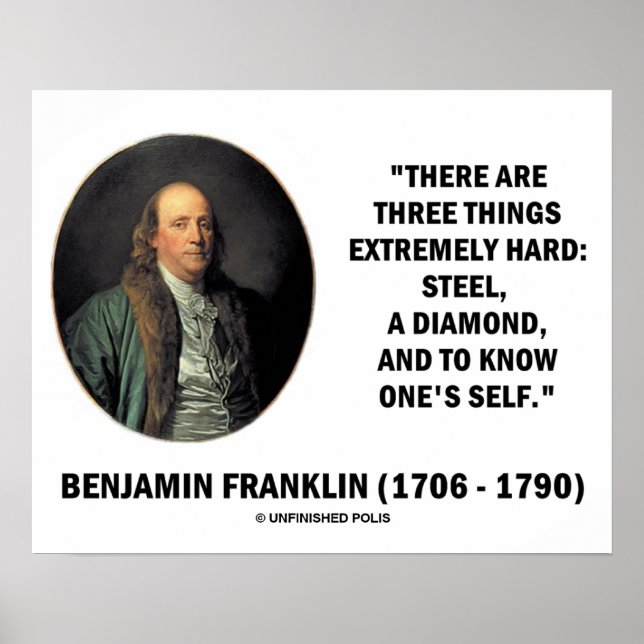 Poster Benjamin Franklin Trois Choses Extrêmement Diffici (Devant)