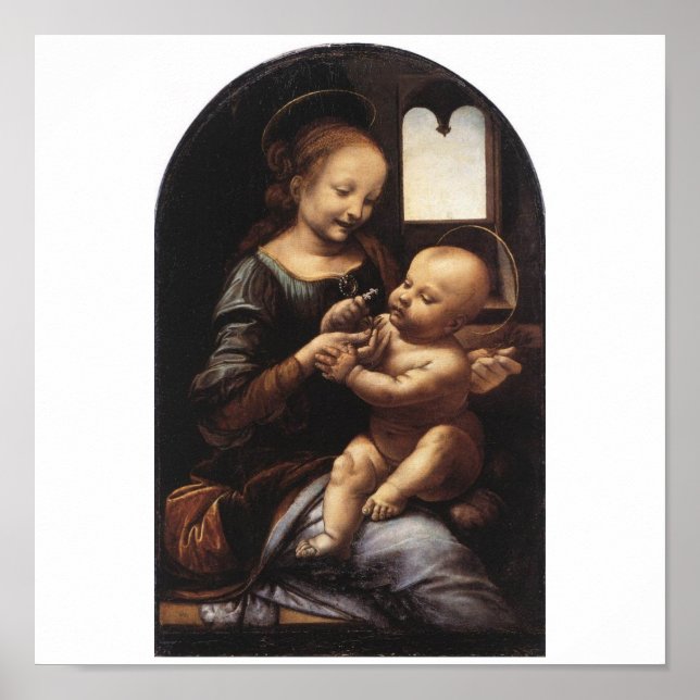Poster Benois Madonna par Leonardo Da Vinci vers 1478 (Devant)