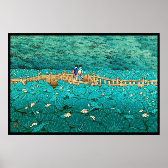 Poster Benten Pond à Shiba Kawase Hasui paysage japonais (Devant)
