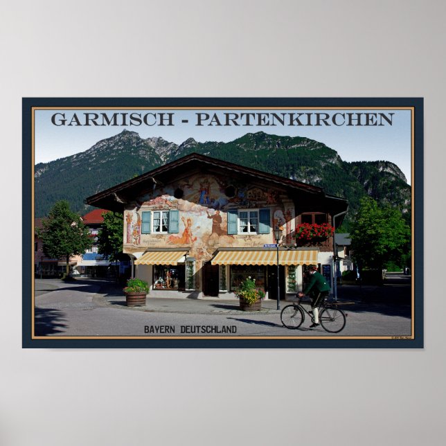 Poster Berchtesgaden - Biker bavarois (Devant)