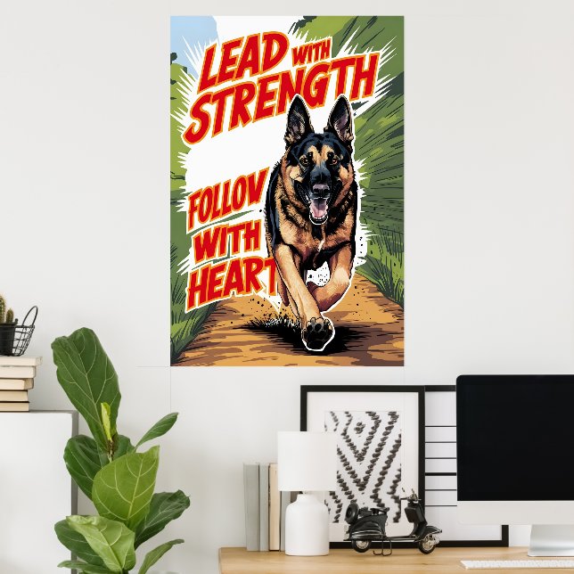 Poster Berger Allemand Courant Avec Force Et Coeur (Bureau à domicile)