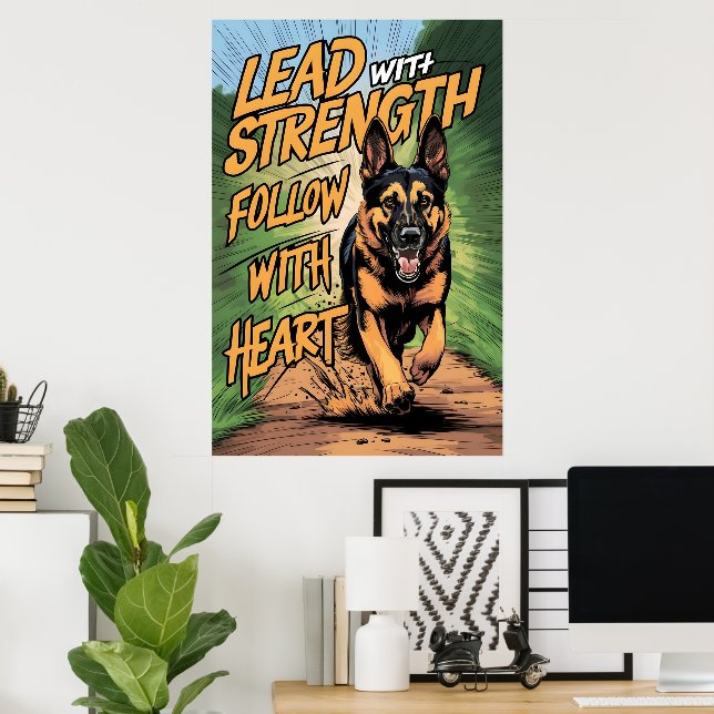 Poster Berger Allemand Courant Avec Force Et Coeur (Bureau à domicile)