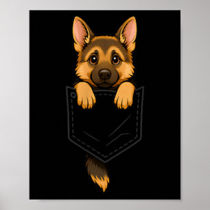 Poster Berger allemand drôle regardant dans la poche anim
