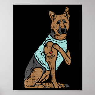 Poster berger allemand I Love Maman Tattoo K9 Amoureux de