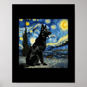 Poster Berger allemand noir Nuit étoilée Van Gogh Merci
