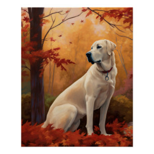 Poster Berger d'Anatolie en automne, les feuilles qui tom