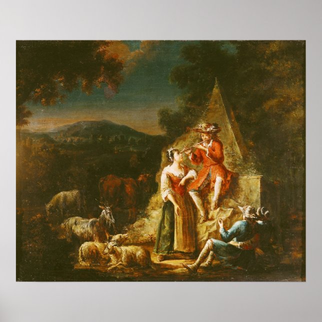 Poster Berger Jouer une Flûte (Devant)