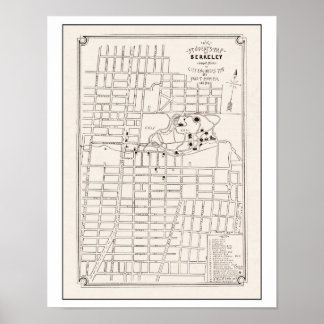 Poster Berkeley California City Map 1898