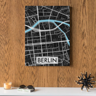 Poster Berlin Allemagne - Carte de la ville noire