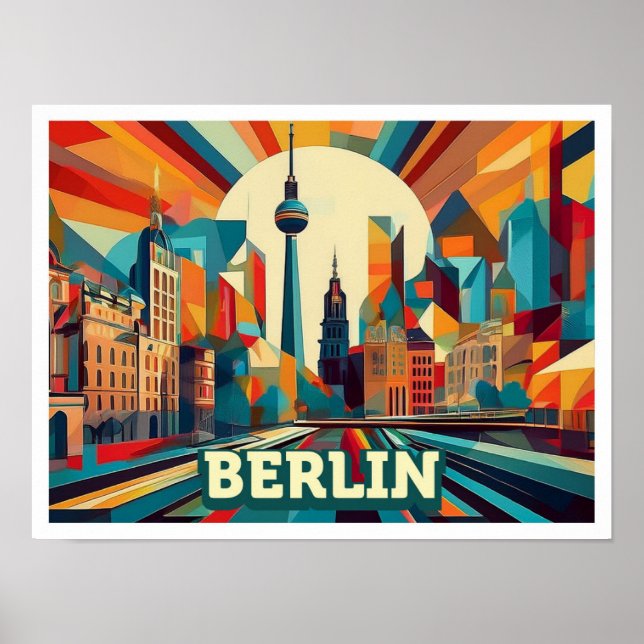 Poster Berlin Allemagne coloré artistique (Devant)