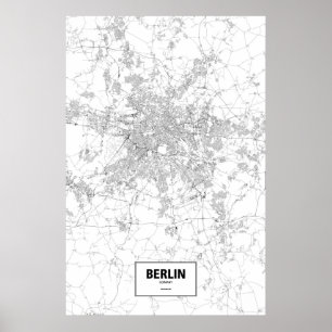 Poster Berlin, Allemagne (noir sur blanc)