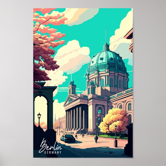 Poster Berlin Allemagne vintage lieu de voyage illustrati (Devant)