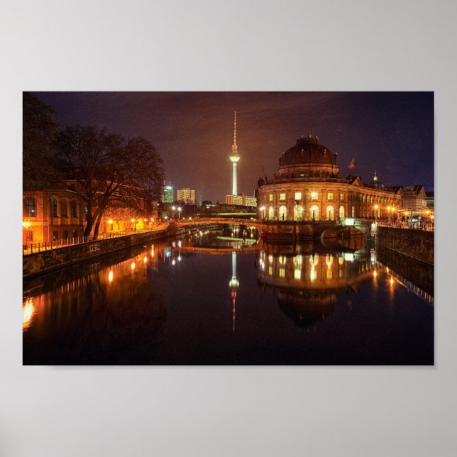 Poster Berlin Deutschland Skyline Nacht Fernsehtur (Vorne)