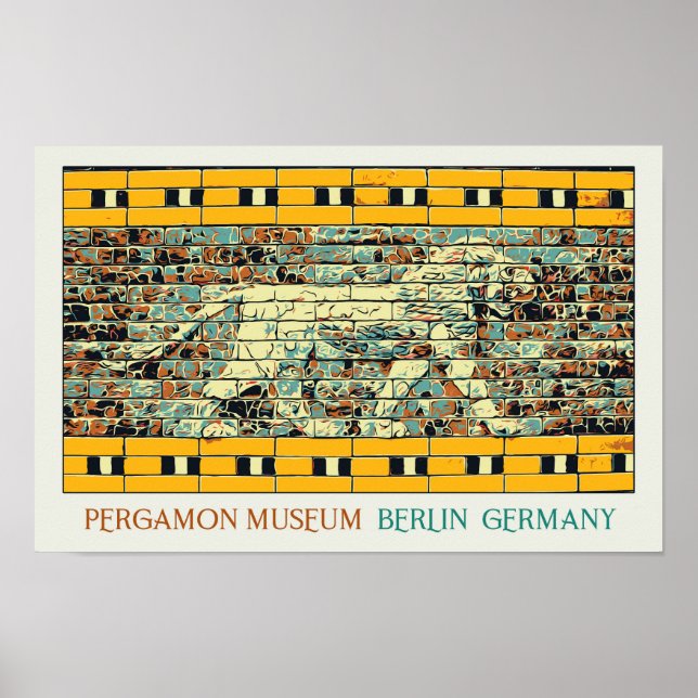 Poster Berlin Pergamon Musée illustration Allemagne Postc (Devant)