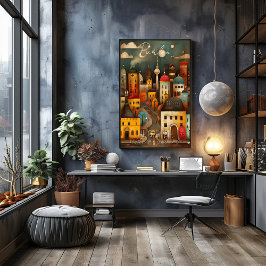 Poster Berlin: The Grey City - Whimsical Art