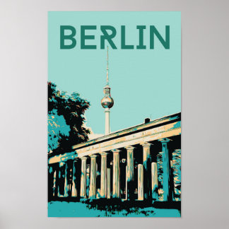 Poster Berlin vue avec Fernsehturm illustration Allemagne