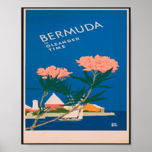 Poster Bermudes à Oleander Vintage voyage du temps