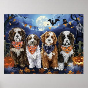 Poster Bernedoodle Halloween Éffrayant