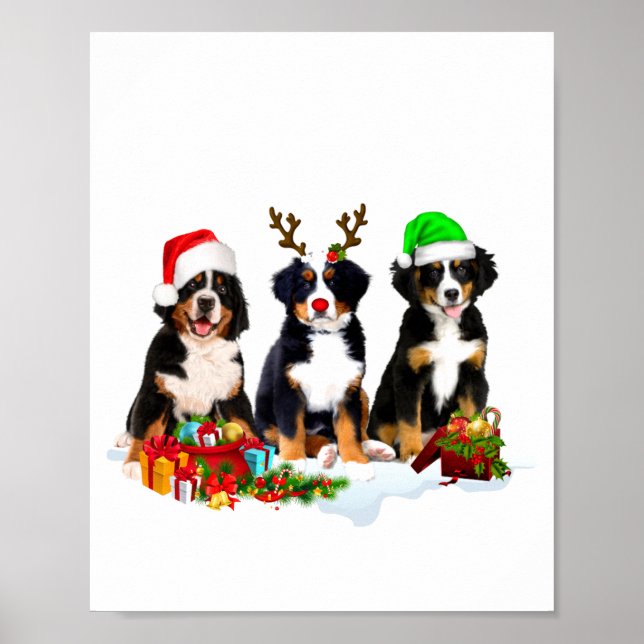 Poster Bernese Mountain Dog Christmas Cute Fullprint  (Devant)
