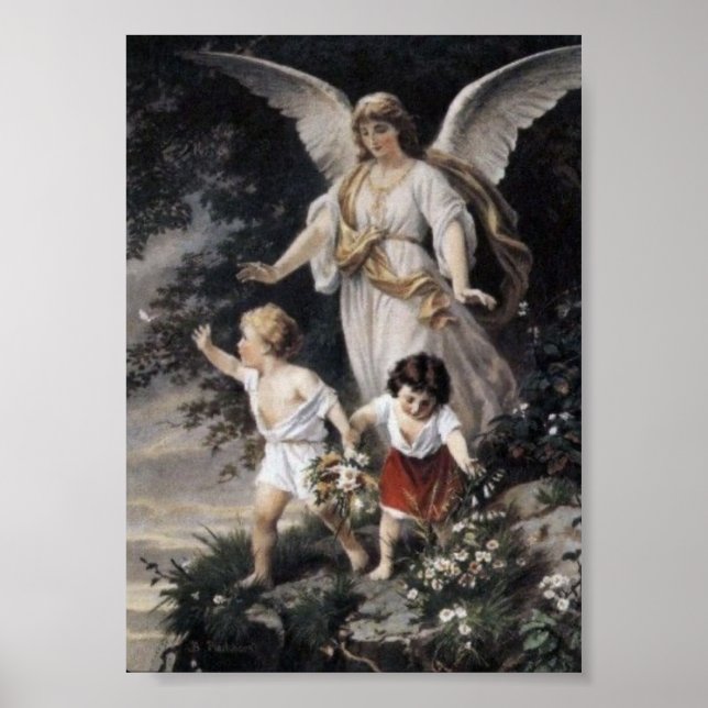 Poster Bernhard Plockhorst - L'Ange Gardien (Devant)