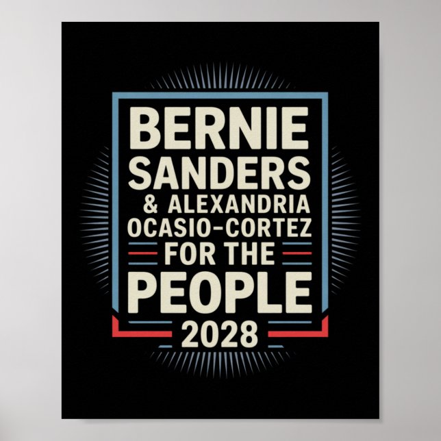Poster Bernie Sanders Et Aoc 2028 Pour La Campagne Du Pré (Devant)