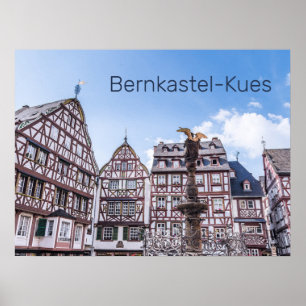 Poster Bernkastel-Kues Façades historiques Allemagne Souv
