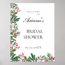 Poster Berries d'hiver Pine Verdure Mariage Bienvenue cha